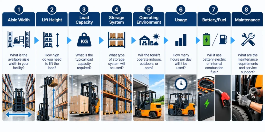 Eight factors to consider when choosing a forklift