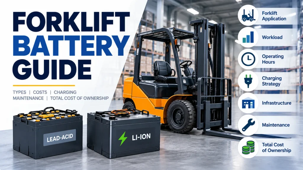 Forklift battery guide featuring lead-acid and lithium-ion batteries