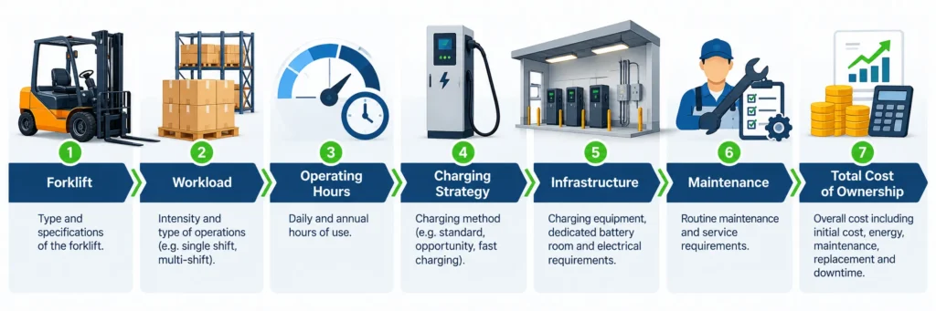 Forklift battery total cost of ownership process