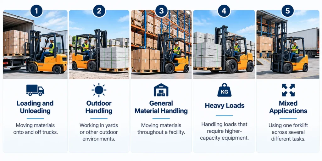 Common forklift applications in warehouses and industrial facilities