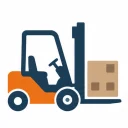 Forklift carrying a pallet for material handling solutions