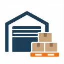 Warehouse with boxes representing warehouse equipment